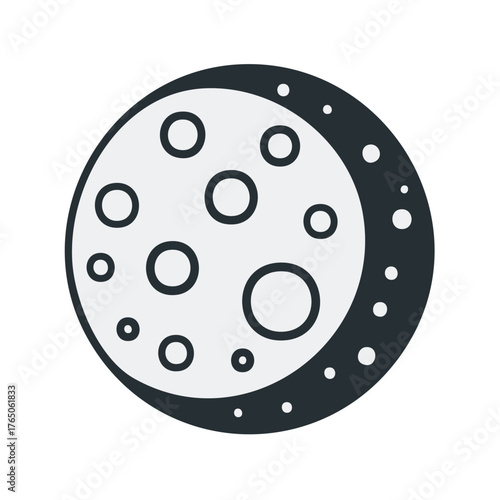 Stylized Moon Phase with Craters and Spots Lunar Cycle Celestial Body