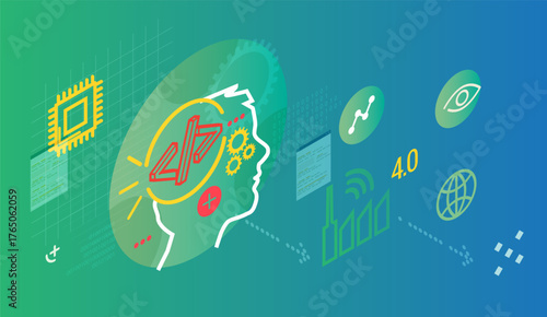 Technology Development with Machine Learning, Artificial Intelligence in Industry 4.0 Abstract - Illustration
