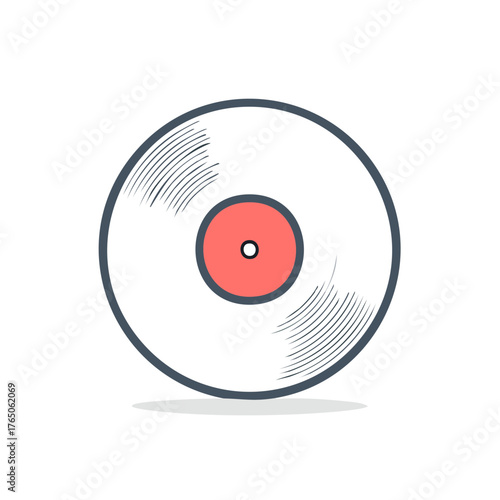 Retro Music: Vinyl Record with Coral Label and Textured Grooves for Audio Playback