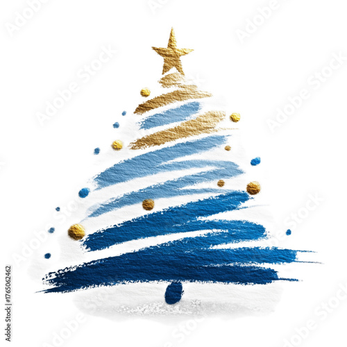 Blue Christmas tree isolated on transparent or white background 