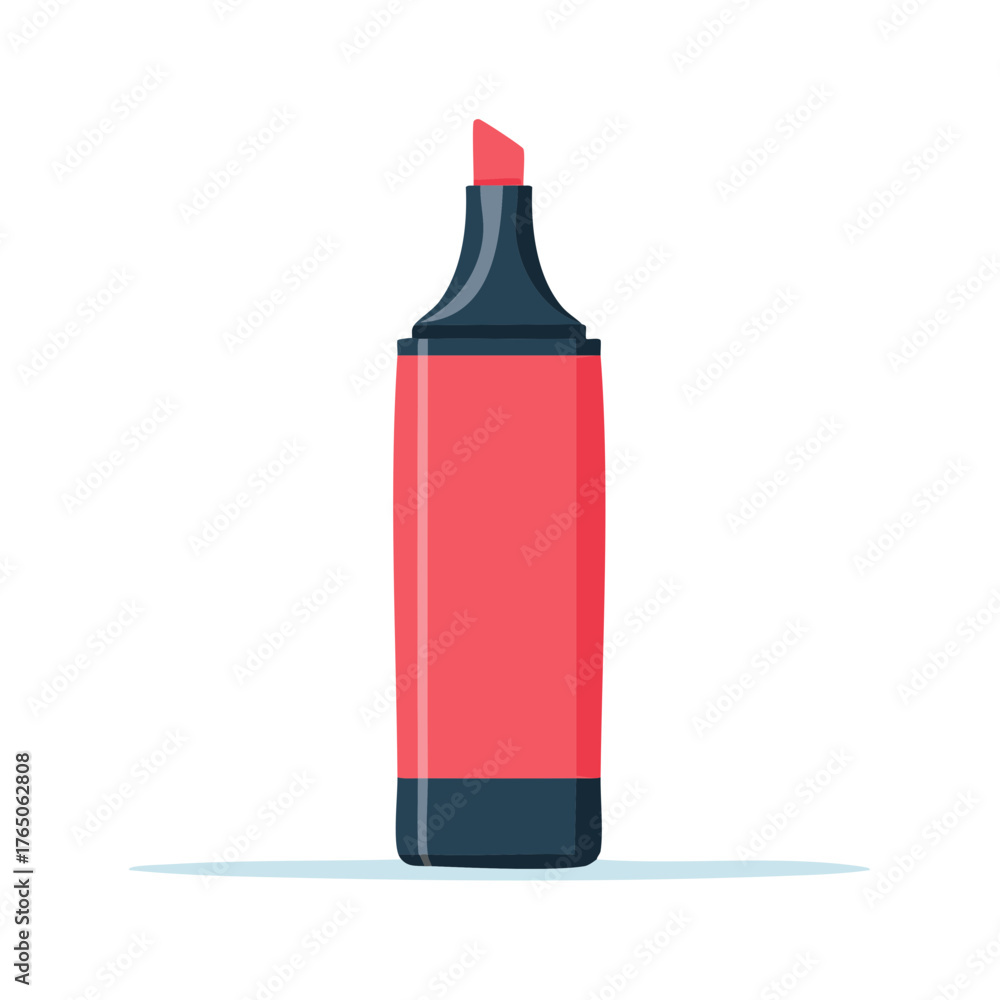 Obraz premium Vivid Red Highlighter Pen for Marking Important Text Stationery Tool