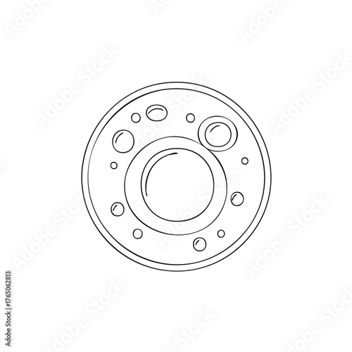 Sketch of a planet with craters in outer space, celestial body drawing
