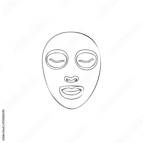 Line Art Facial Mask for Skincare Treatment Representing Beauty and Relaxation