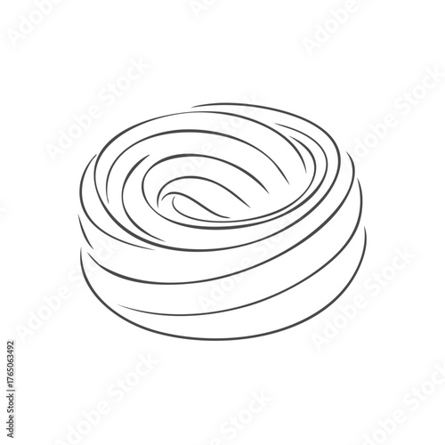 Stylized illustration of a circular nest of spaghetti pasta