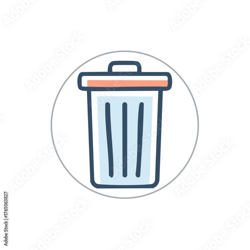 Stylized Trash Can Icon in a Circle Symbolizing Deletion or Recycling