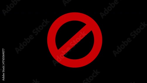 Red round stop sign with alpha channel background. Transparent isolated traffic warning symbol for video, motion graphics, and road safety design.