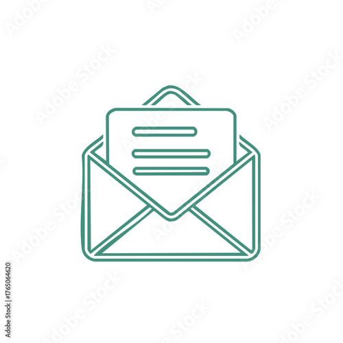 Open envelope with letter icon symbol for communication and message delivery