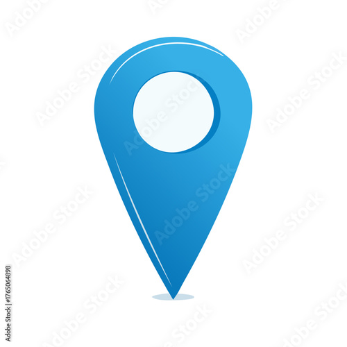 Blue location pin pointer icon graphic illustration for maps or geotagging designs