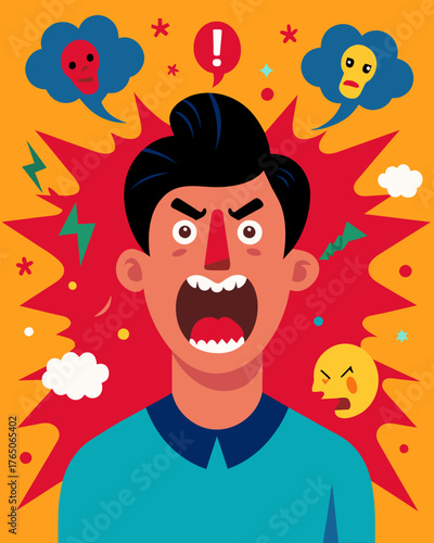 A barrage of insults and selfdeprecation rains down drowning out any glimmer of positivity.. Vector illustration