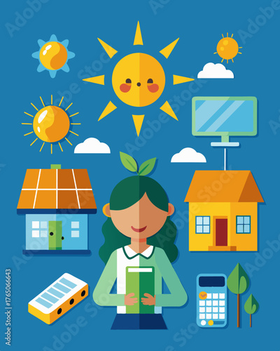 A solar energy education curriculum designed for homeschooled students providing parents with comprehensive lesson plans activities and resources to teach their children about. Vector illustration