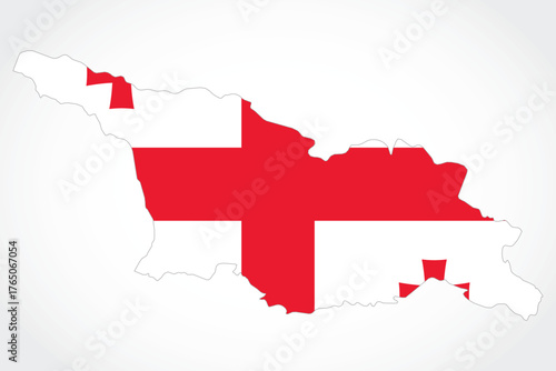 Vector graphic artwork suitable for print and web containing flat detailed map of GEORGIA