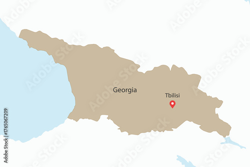 Vector graphic artwork suitable for print and web containing flat detailed map of GEORGIA