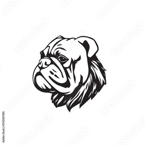Black dog silhouette on white background. Bold black dog silhouette logo illustration. Dog vector design. 