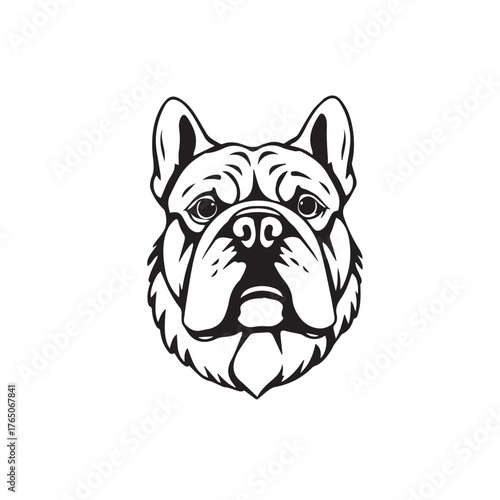 Black dog silhouette on white background. Bold black dog silhouette logo illustration. Dog vector design. 