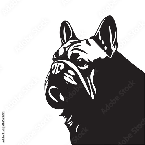Black dog silhouette on white background. Bold black dog silhouette logo illustration. Dog vector design. 