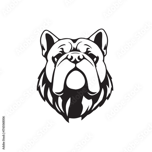 Black dog silhouette on white background. Bold black dog silhouette logo illustration. Dog vector design. 