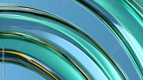 Abstract glass wave curves blue desktop wallpaper