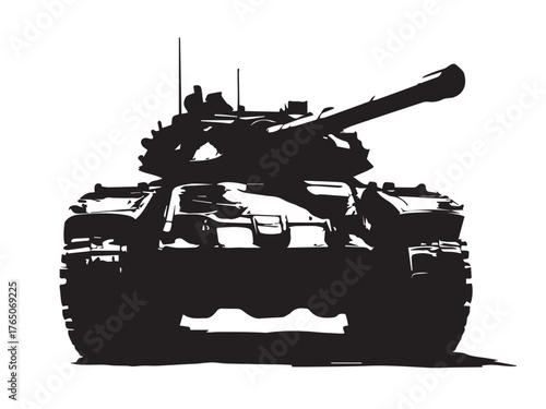 Military tank silhouette on white background. Military tank vector silhouette design. Vector illustration.