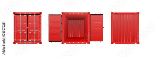 Red Shipping Cargo Container Twenty and Forty feet. Logistics and Transportation. Vector