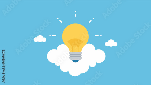A shining light bulb surrounded by a cloud of fog representing the clarity and understanding CBT can bring to someone struggling with cognitive decline.. Vector illustration
