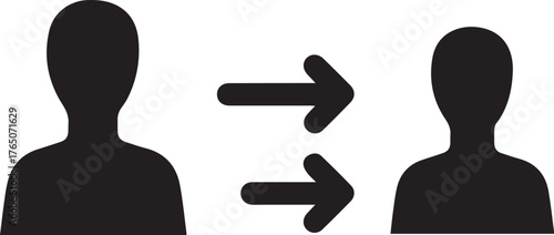 Dynamic exchange between two individuals represented by silhouettes, conveying interaction and connection with clear directional arrows symbolizing communication flow.