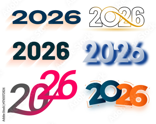 Modern 2026 New Year Typography Logo Designs Set