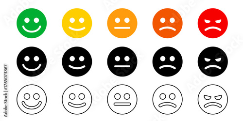 Reaction face. Feedback smile face.
