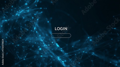 Secure digital login screen with dynamic glowing network connections, representing data access and cybersecurity for technology interfaces
