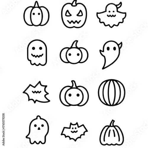 set of halloween icon elements illustrations