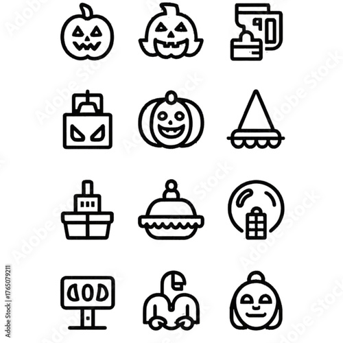 set of halloween icon elements illustrations