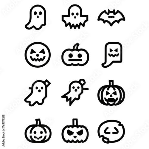 set of halloween icon elements illustrations
