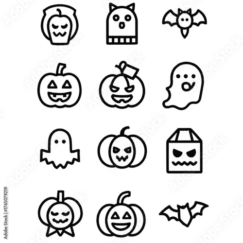 set of halloween icon elements illustrations