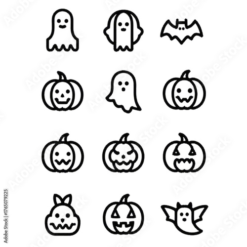set of halloween icon elements illustrations