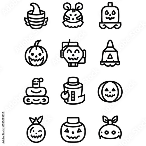 set of halloween icon elements illustrations