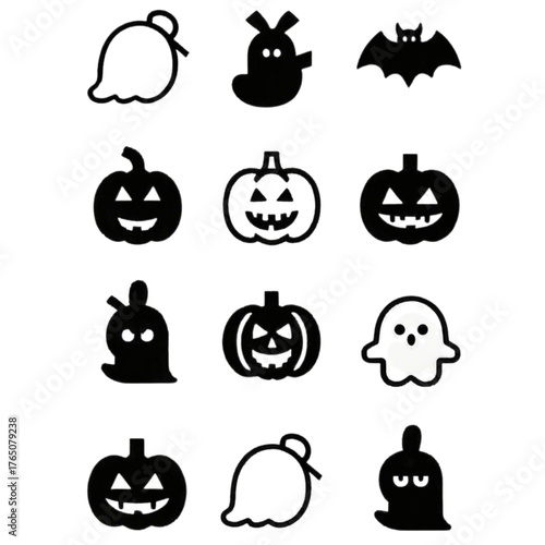 set of halloween icon elements illustrations