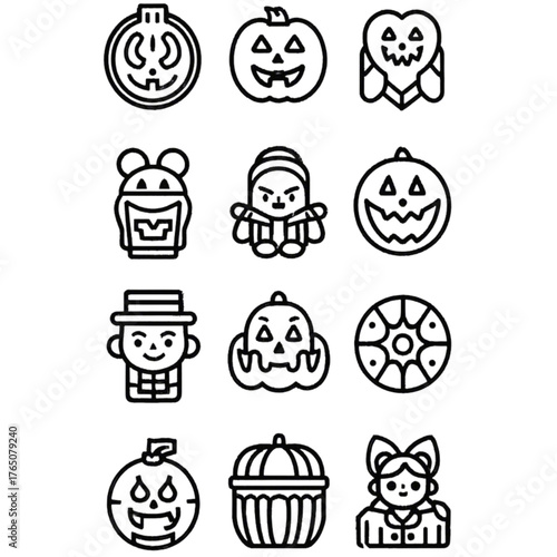set of halloween icon elements illustrations