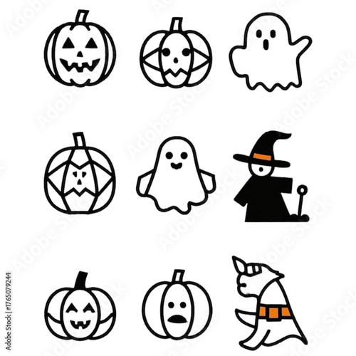 set of halloween icon elements illustrations