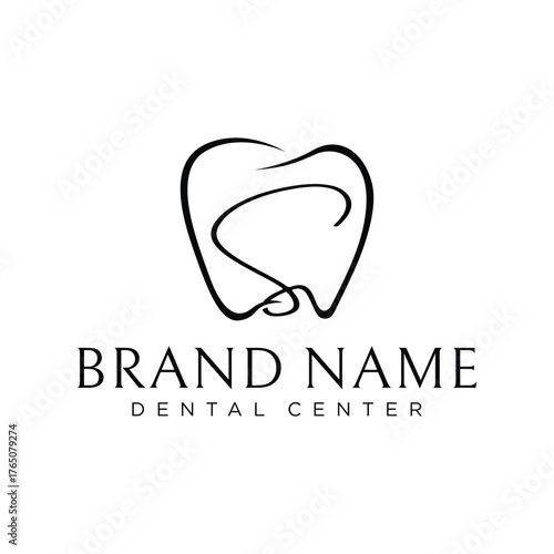 Black S Dental Logo Design on White Background , Vector Illustration.