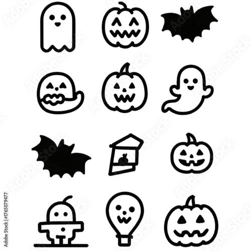 set of halloween icon elements illustrations