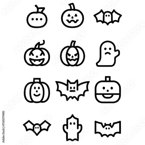set of halloween icon elements illustrations
