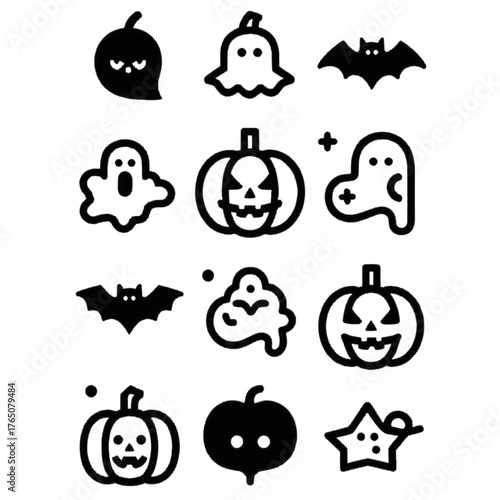 set of halloween icon elements illustrations