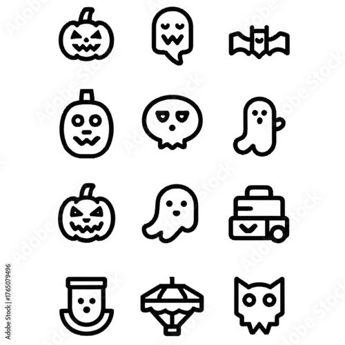 set of halloween icon elements illustrations