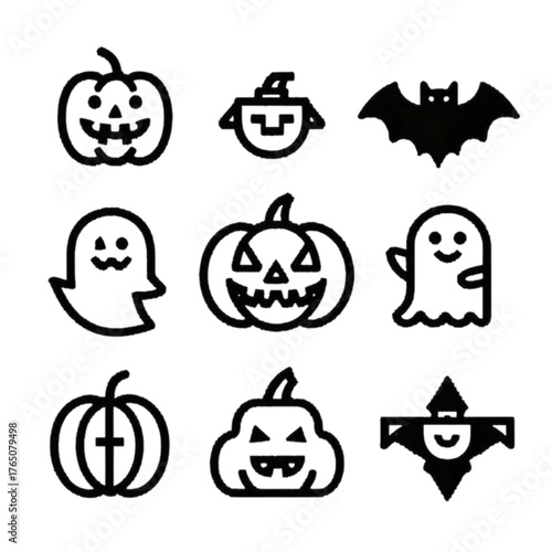 set of halloween icon elements illustrations