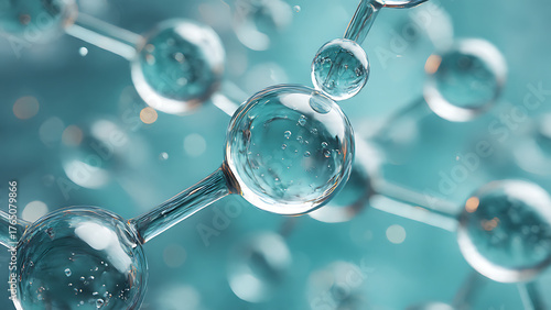 Wallpaper Mural Close-up of a molecular structure, symbolizing science, technology, and innovation. The spheres in the structure have a cool and reflective appearance, with soft, ambient lighting Torontodigital.ca