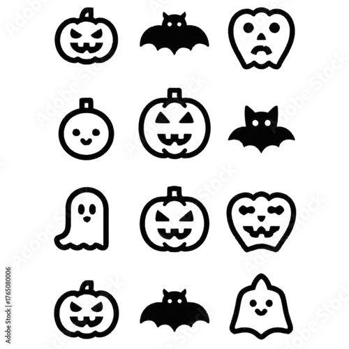 set of halloween icon elements illustrations
