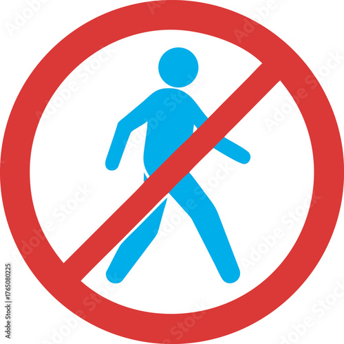 No pedestrian passage sign warning symbol prohibiting crossing safety caution illustration icon white background