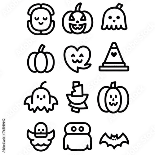 set of halloween icon elements illustrations