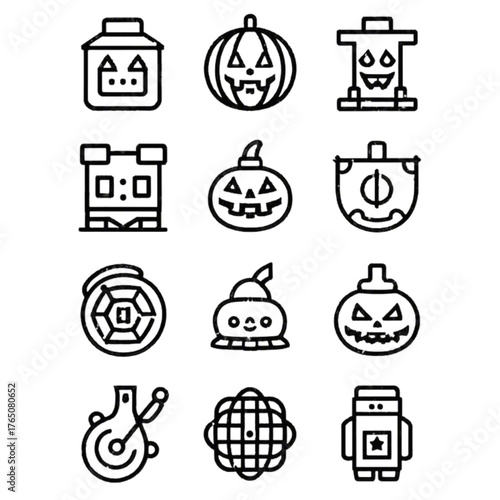 set of halloween icon elements illustrations