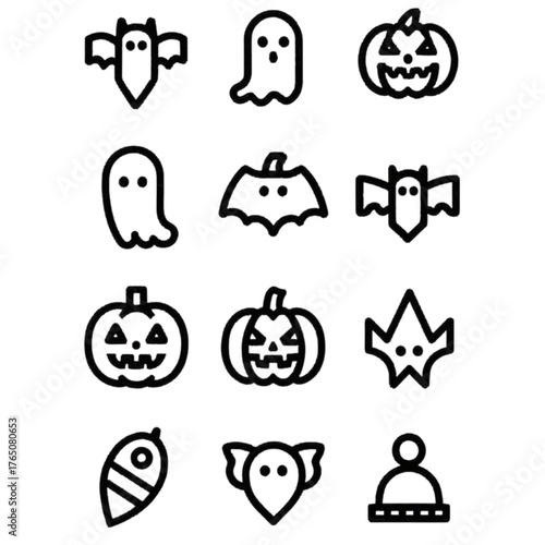 set of halloween icon elements illustrations