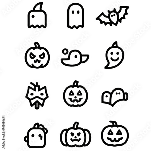 set of halloween icon elements illustrations